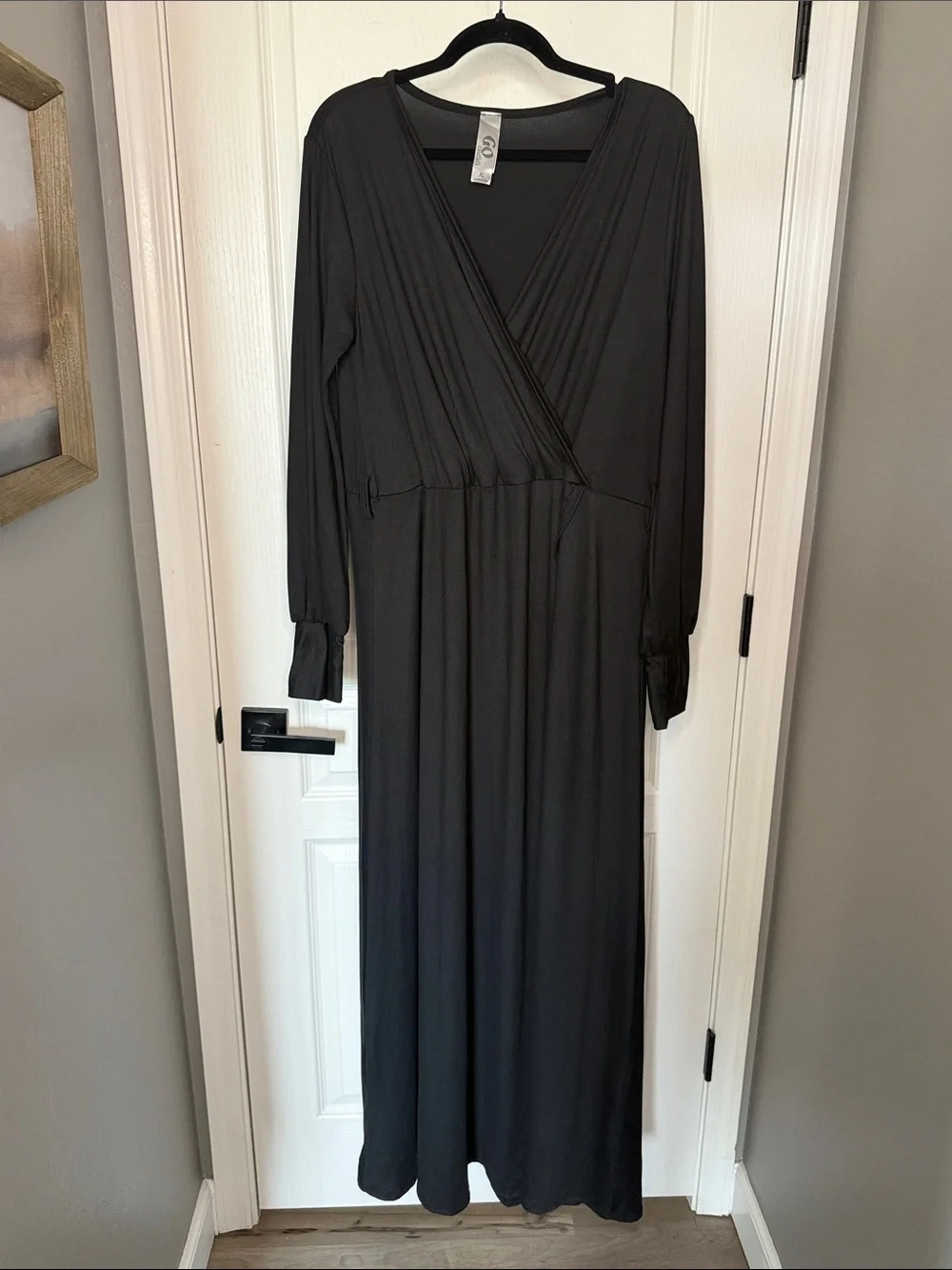 Go Couture Black Surplice Long Sleeve Maxi Dress